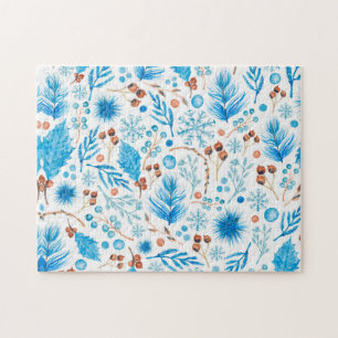 Blue Christmas Pattern Puzzle