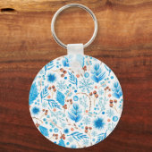 Blue Christmas Pattern Schlüsselanhänger (Vorderseite)
