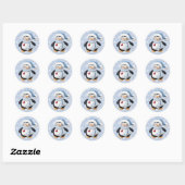 Blue Christmas Penguin Round Sticker (Blatt)