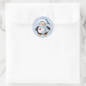 Blue Christmas Penguin Round Sticker (Tasche)