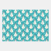 Blue Christmas Penguin, Snowman, Rentier Set of Geschenkpapier Set (Vorderseite)