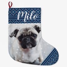 Blue Christmas Personalisiert Pet Picture Strumpf