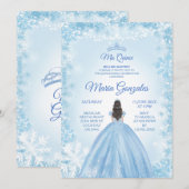 Blue Christmas Princess Quinceanera Einladung (Vorne/Hinten)