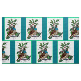 Blue Christmas Quail Stoff