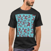 Blue Christmas Reindeer Pattern T-Shirt (Vorderseite)