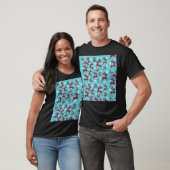 Blue Christmas Reindeer Pattern T-Shirt (Unisex)