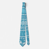 Blue Christmas Reindeer Snowflake Krawatte (Vorderseite)