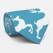 Blue Christmas Reindeer Snowflake Krawatte (Gerollt)