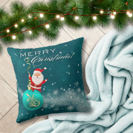 Blue Christmas Santa Ornament Throw Pillow Kissen