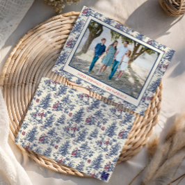 Blue Christmas Santa Toile Foto Feiertagskarte