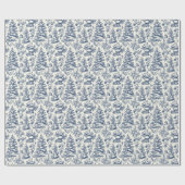 Blue Christmas Santa Toile Geschenkpapier (Flach)