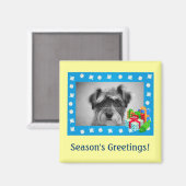 Blue Christmas Snow Foto Frame Magnet (Vorderseite/Rückseite)