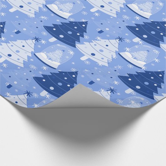 Blue Christmas Snow Globes Geschenkpapier (Ecke)