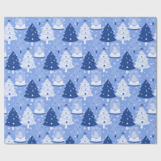 Blue Christmas Snow Globes Geschenkpapier (Flach)