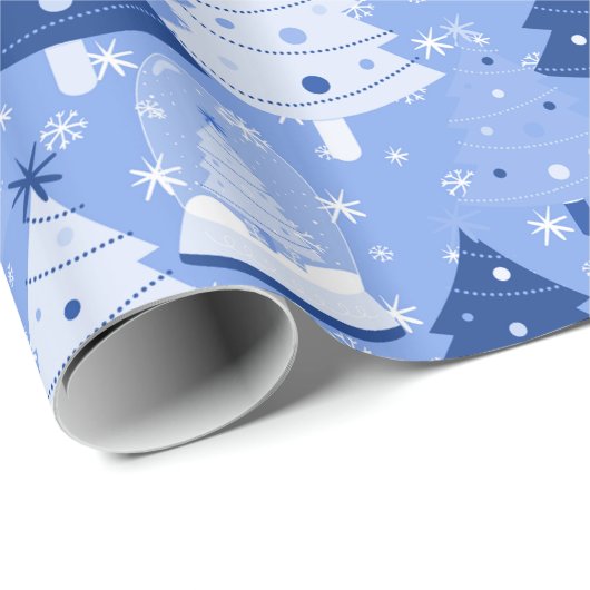 Blue Christmas Snow Globes Geschenkpapier (Rolleneckpunkt)