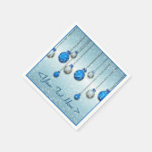 Blue Christmas Snow Ornaments Napkins Serviette (Ecke)