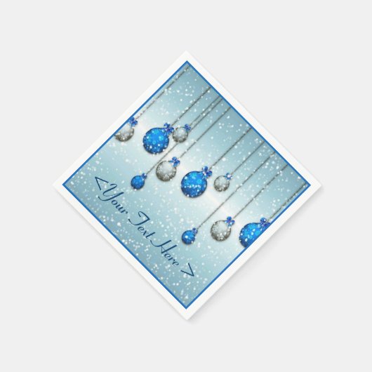 Blue Christmas Snow Ornaments Napkins Serviette (Ecke)