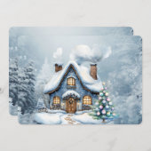 Blue Christmas Snow Winter Scene House (Vorne/Hinten)