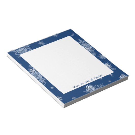 Blue Christmas Snowflakes Notepad Notizblock (angewinkelt)
