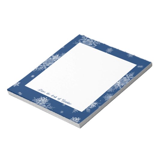 Blue Christmas Snowflakes Notepad Notizblock (Rotiert)
