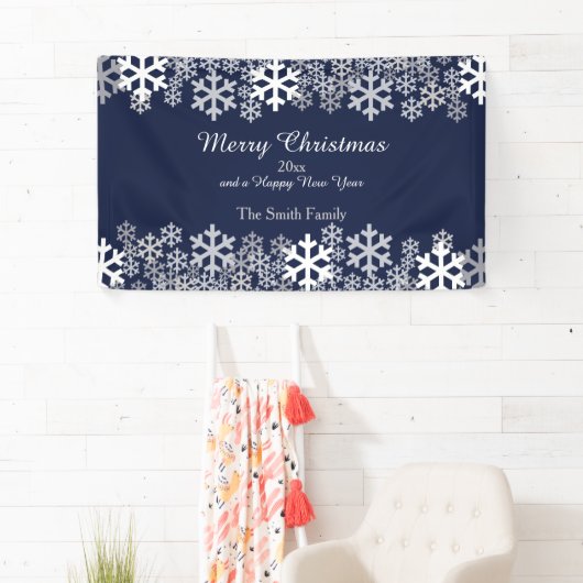 Blue Christmas Snowflakes Pattern Grüße Banner (Insitu)