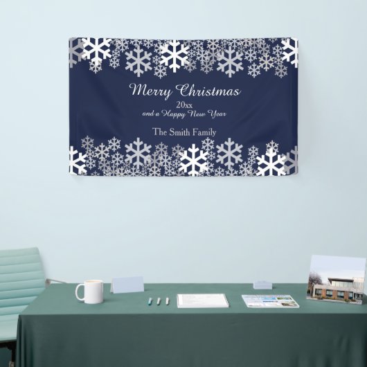 Blue Christmas Snowflakes Pattern Grüße Banner (Messeveranstaltung)