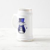Blue Christmas Snowman Bierglas (Vorderseite Links)