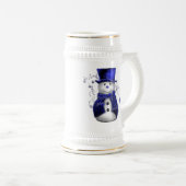 Blue Christmas Snowman Bierglas (VorderseiteRechts)