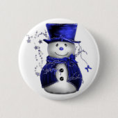 Blue Christmas Snowman Button (Vorderseite)