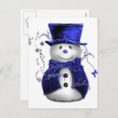 Blue Christmas Snowman Feiertagspostkarte (Vorne/Hinten)