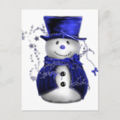 Blue Christmas Snowman Feiertagspostkarte (Vorderseite)