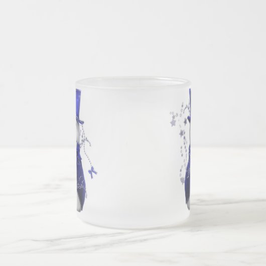 Blue Christmas Snowman Mattglastasse (Mittel)