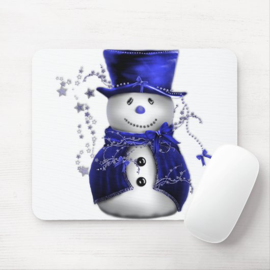 Blue Christmas Snowman Mousepad (Mit Mouse)