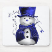 Blue Christmas Snowman Mousepad (Vorne)