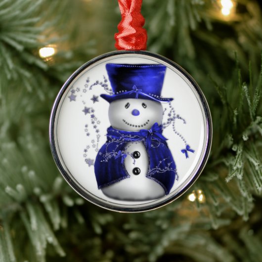Blue Christmas Snowman Ornament Aus Metall (Baum)