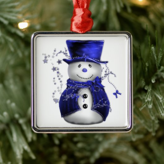 Blue Christmas Snowman Ornament Aus Metall (Baum)