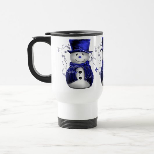 Blue Christmas Snowman Reisebecher (Links)