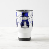 Blue Christmas Snowman Reisebecher (Mittel)