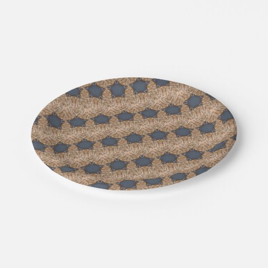 Blue Christmas Star Wicker Hintergrundmuster Pappteller (Schrägansicht)