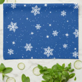 Blue Christmas Stars Snowflakes Pattern Geschirrtuch (Gefaltet)
