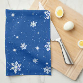 Blue Christmas Stars Snowflakes Pattern Geschirrtuch (Viertel Falte)