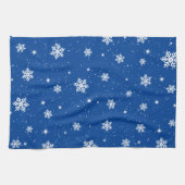 Blue Christmas Stars Snowflakes Pattern Geschirrtuch (Horizontal)