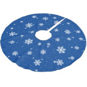 Blue Christmas Stars Snowflakes Pattern Polyester Weihnachtsbaumdecke (Schrägansicht)