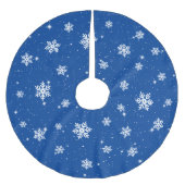 Blue Christmas Stars Snowflakes Pattern Polyester Weihnachtsbaumdecke (Vorderseite)