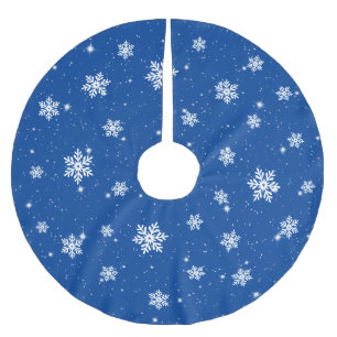 Blue Christmas Stars Snowflakes Pattern Polyester Weihnachtsbaumdecke