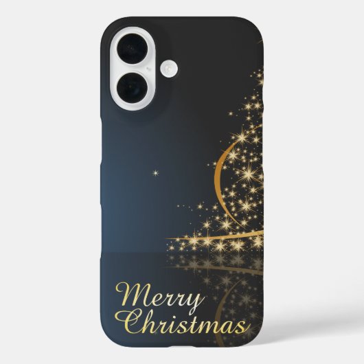 Blue Christmas Thema mit goldenem Weihnachtsbaum Case-Mate iPhone Hülle (Rückseite)