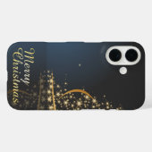 Blue Christmas Thema mit goldenem Weihnachtsbaum Case-Mate iPhone Hülle (Rückseite (Horizontal))