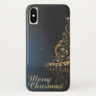 Blue Christmas Thema mit goldenem Weihnachtsbaum Case-Mate iPhone Hülle
