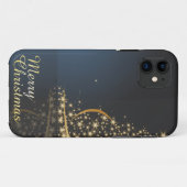 Blue Christmas Thema mit goldenem Weihnachtsbaum Case-Mate iPhone Hülle (Rückseite (Horizontal))