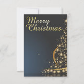 Blue Christmas Thema mit goldenem Weihnachtsbaum Einladung (Vorderseite)